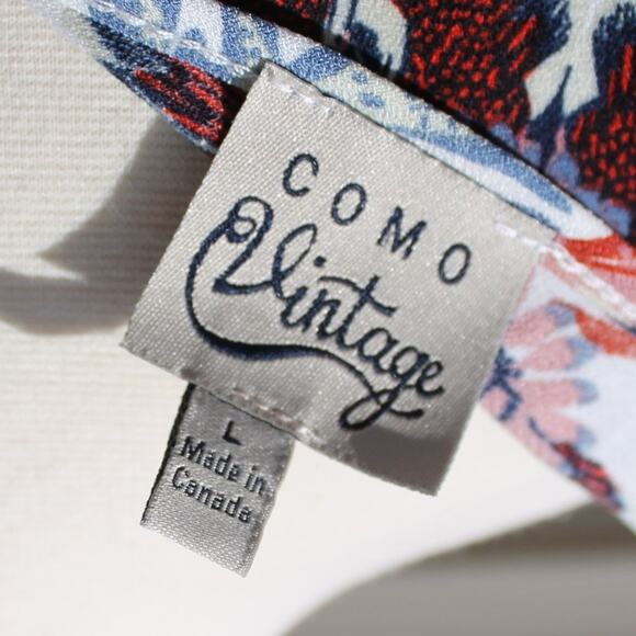 Como Vintage Floral Polka Dot Print Short Sleeve Blouse Size Large - Picture 10 of 11